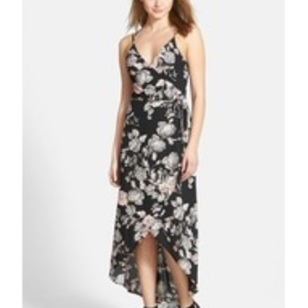 Astr Black Floral High Low Dress